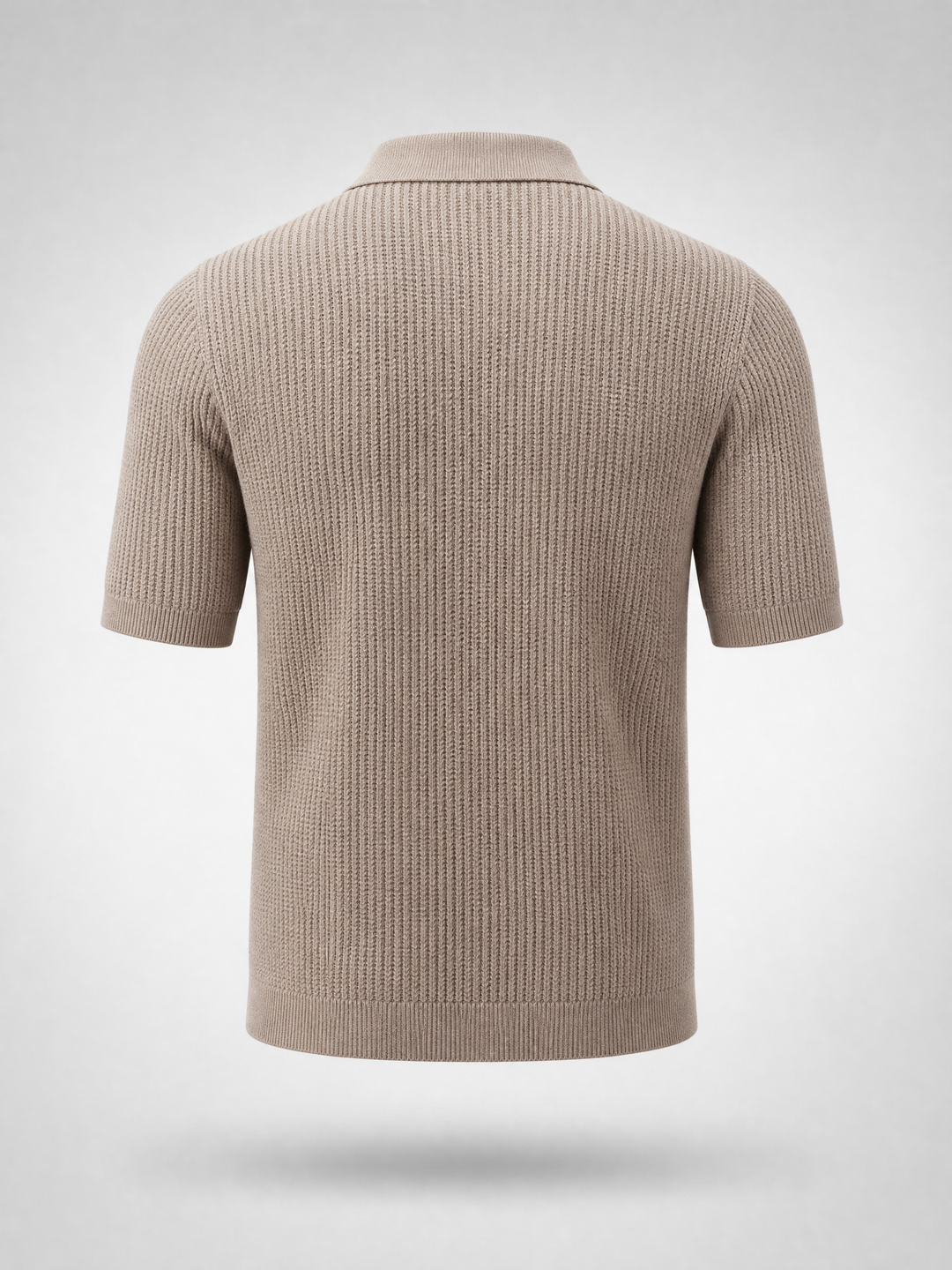 Knitted Polo Shirt -Taupe-