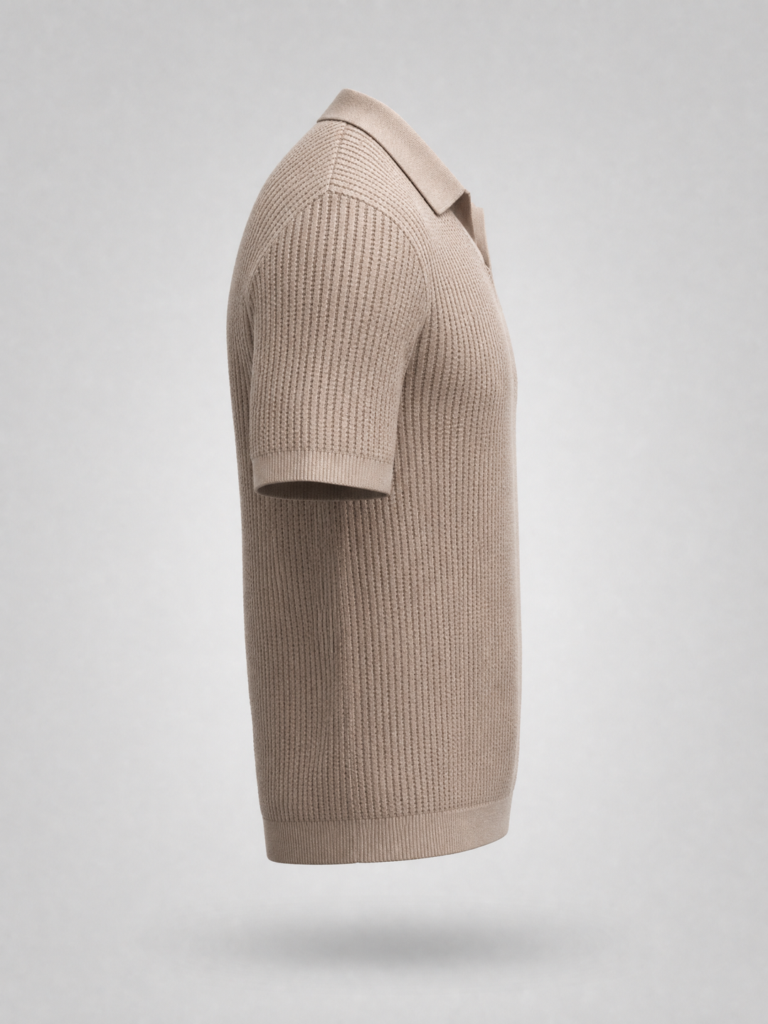 Knitted Polo Shirt -Taupe-