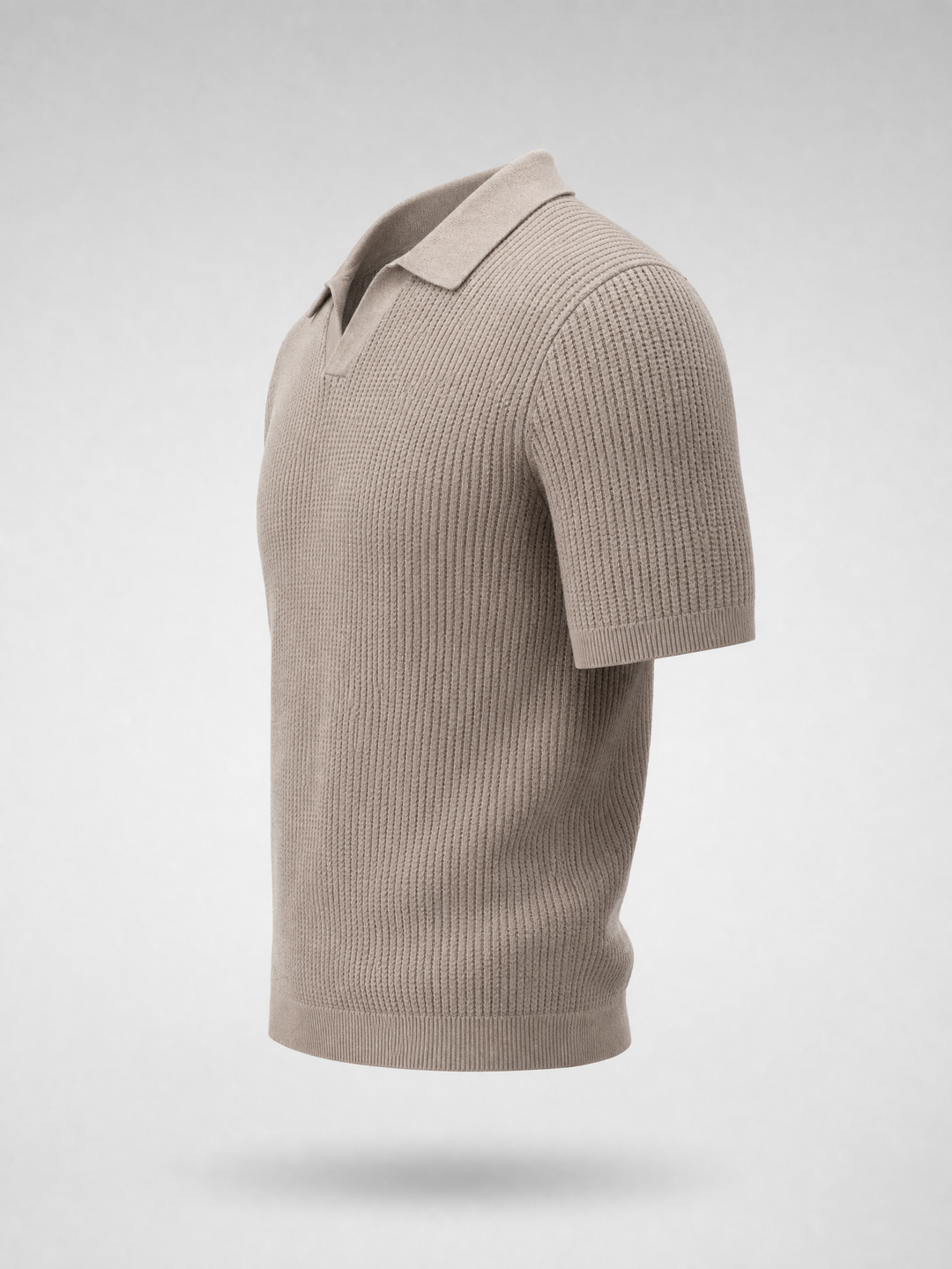 Knitted Polo Shirt -Taupe-