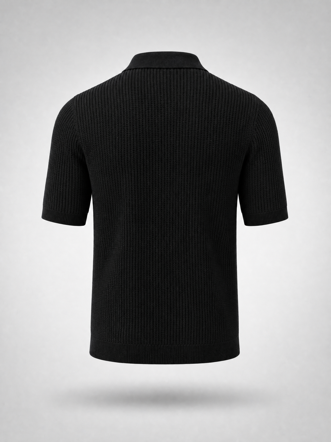 Knitted Polo Shirt -Black-