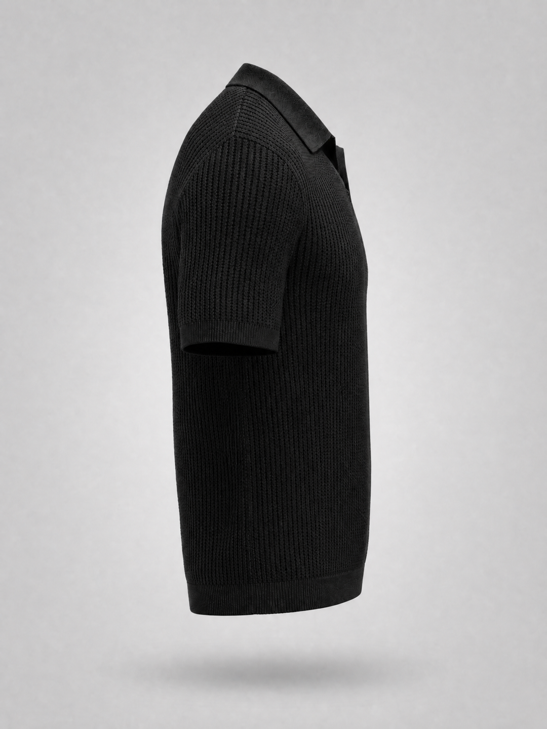 Knitted Polo Shirt -Black-