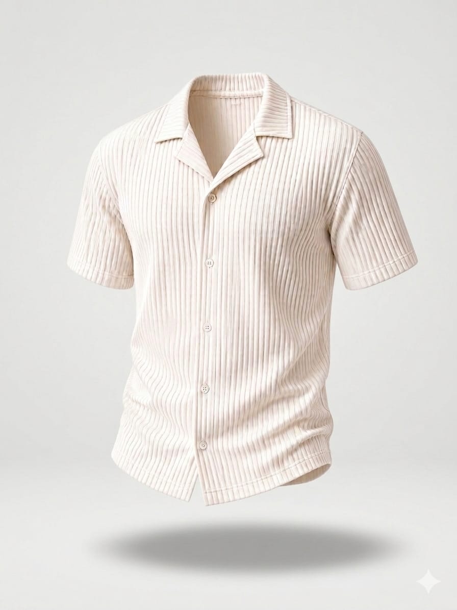 Pleated Shirt -Beige-