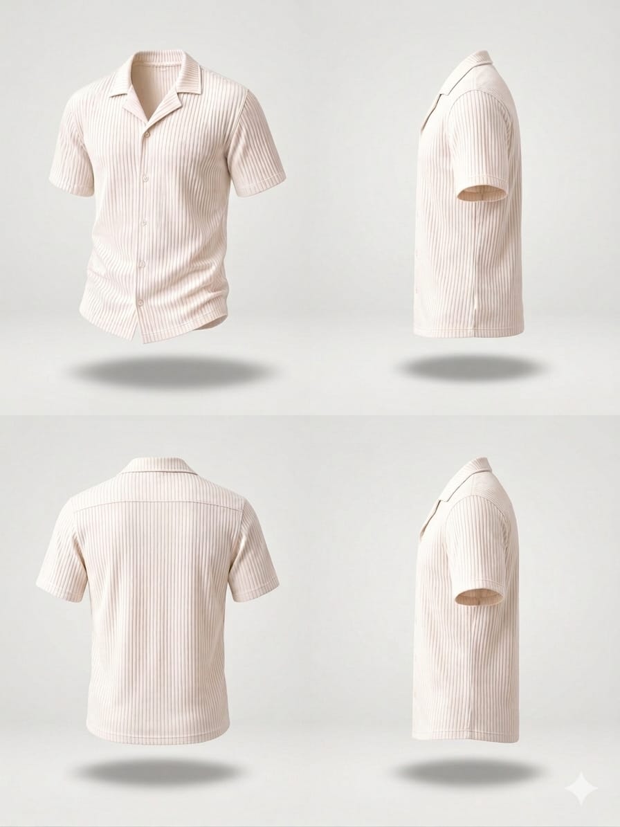 Pleated Shirt -Beige-