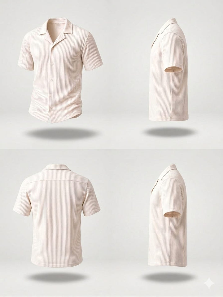 Pleated Shirt -Beige-