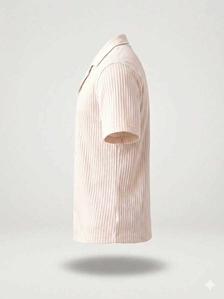 Pleated Shirt -Beige-
