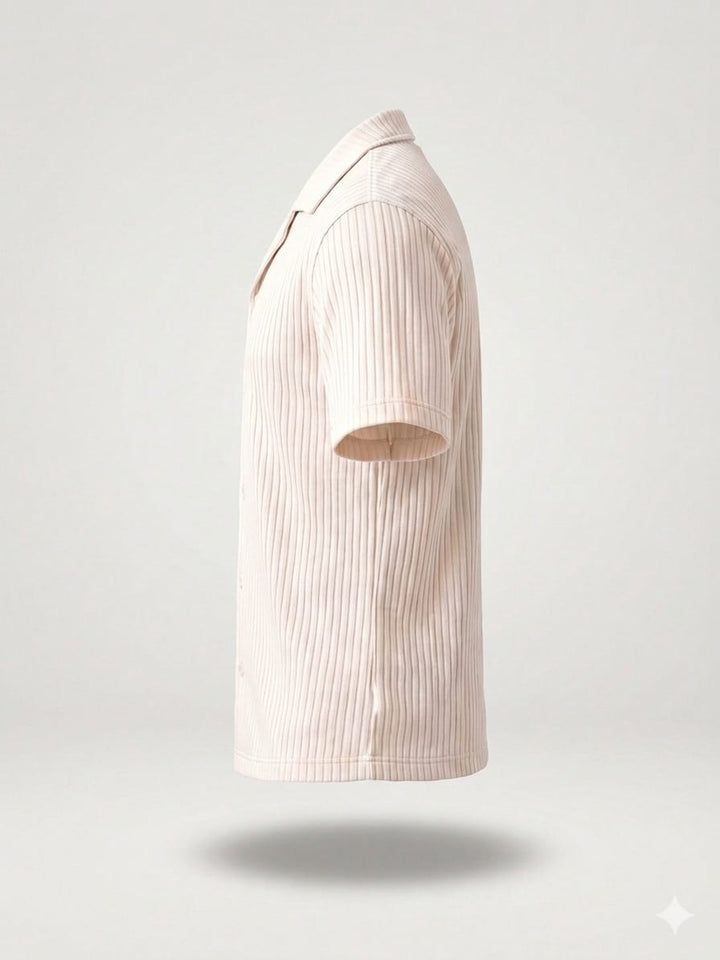 Pleated Shirt -Beige-