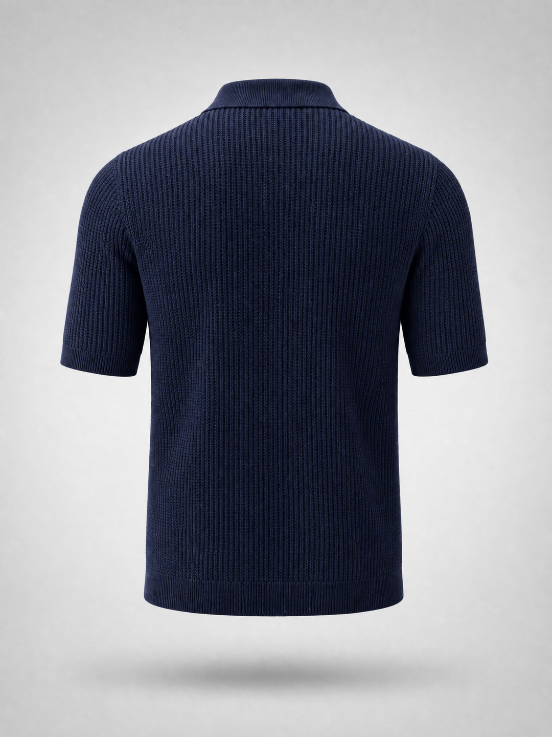 Knitted Polo Shirt -Navy-
