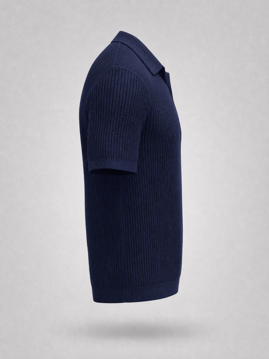 Knitted Polo Shirt -Navy-