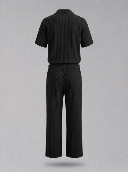 Black Pleated Set (Shirt & Trousers)