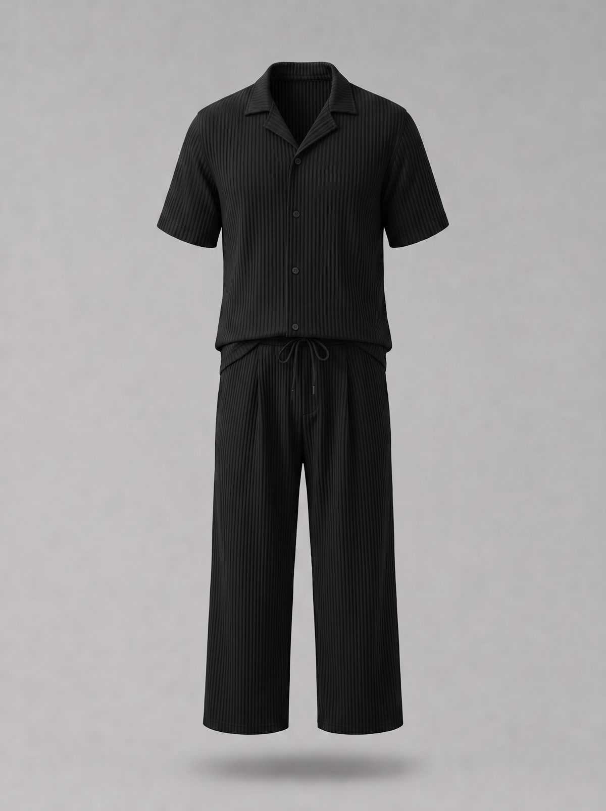 Black Pleated Set (Shirt & Trousers)