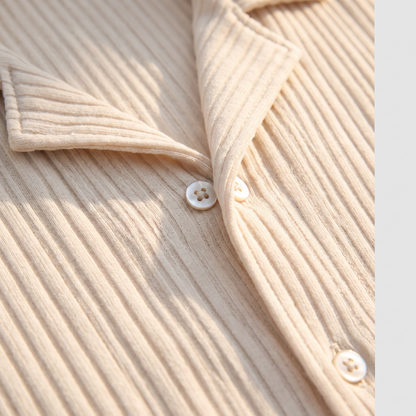 Beige Pleated Set (Shirt & Trousers)