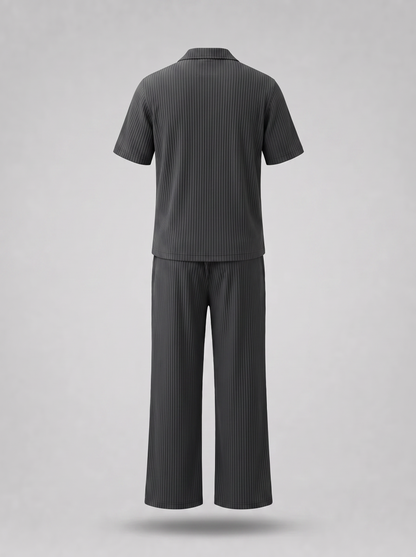 Grey Pleated Set (Shirt & Trousers)