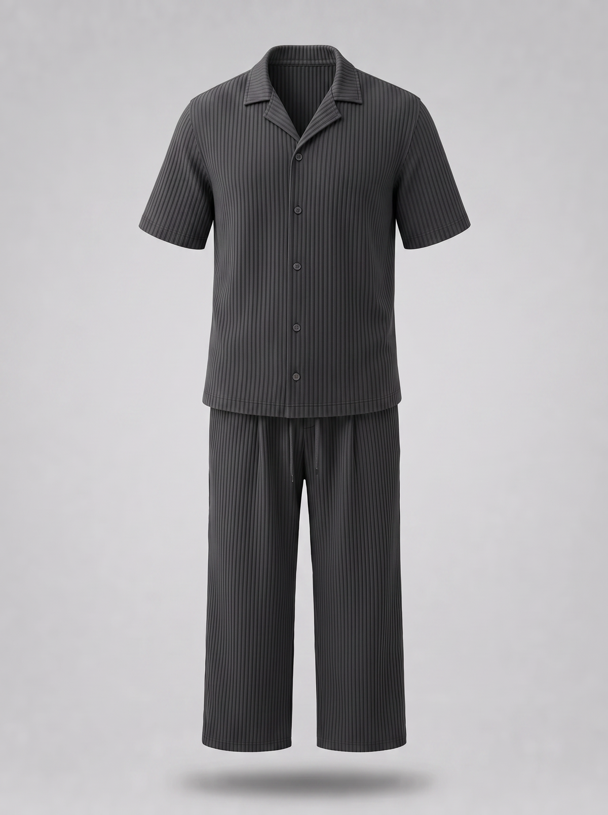 Grey Pleated Set (Shirt & Trousers)