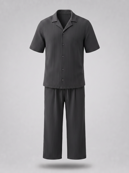 Grey Pleated Set (Shirt & Trousers)