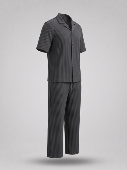 Grey Pleated Set (Shirt & Trousers)