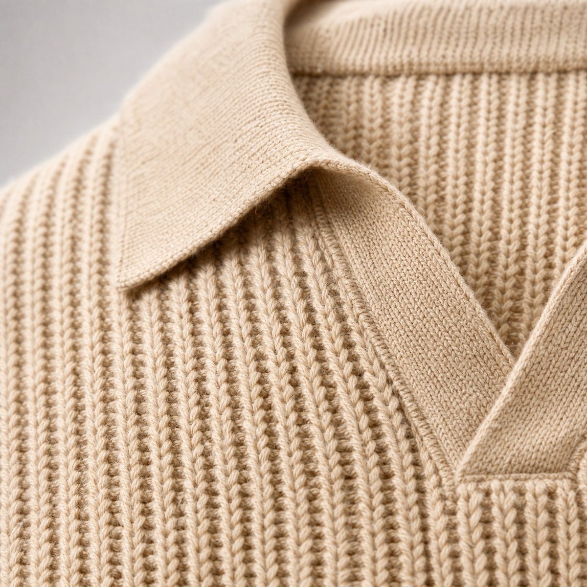 Beige Knitted Polo Shirt