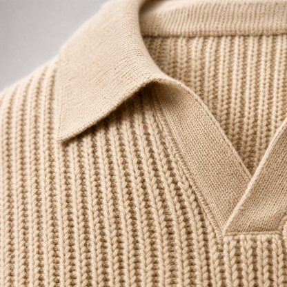 Beige Knitted Polo Shirt
