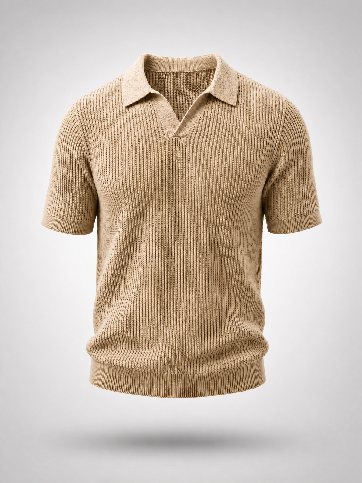 Beige Knitted Polo Shirt