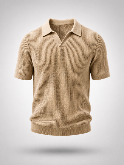 Beige Knitted Polo Shirt
