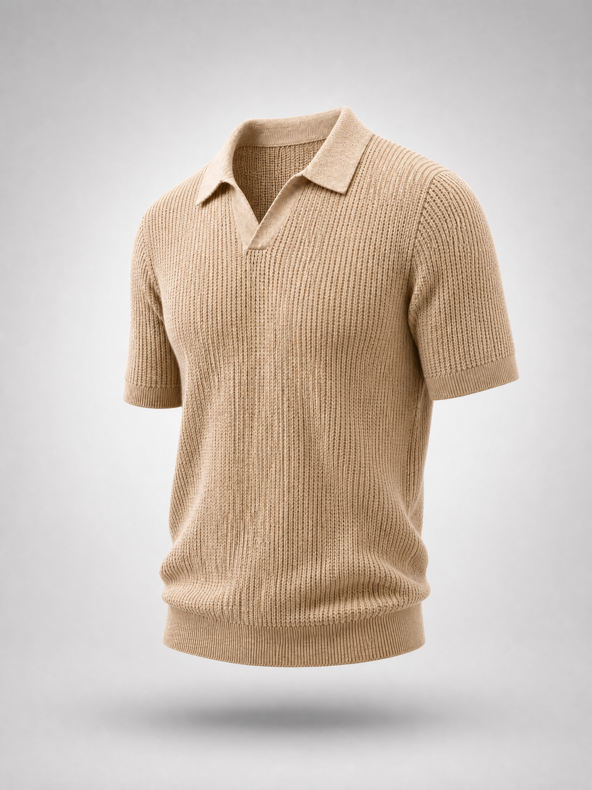 Beige Knitted Polo Shirt