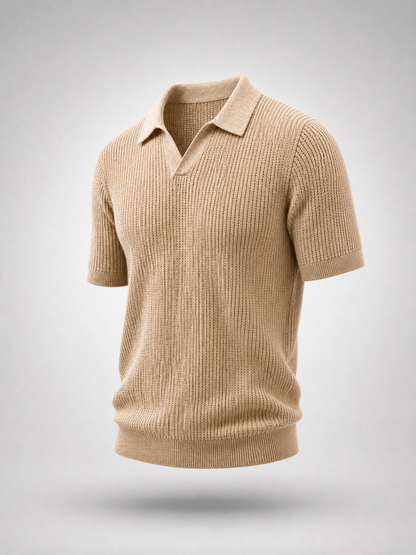 Beige Knitted Polo Shirt