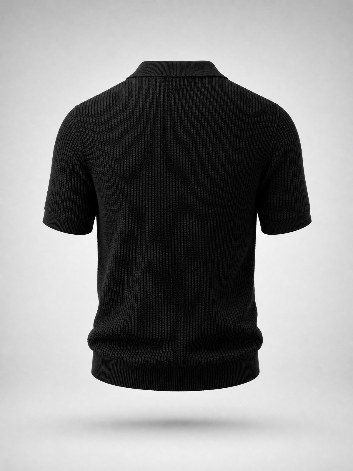 Black Knitted Polo Shirt