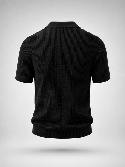 Black Knitted Polo Shirt