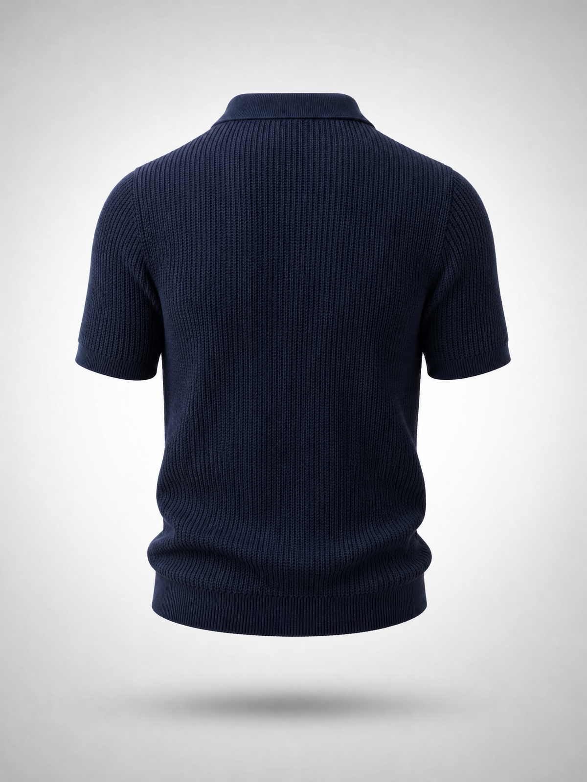 Navy Knitted Polo Shirt