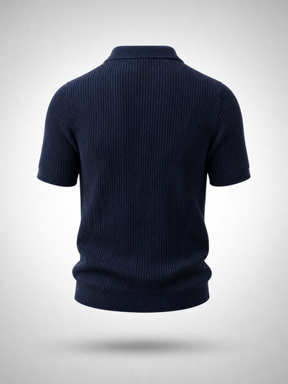 Navy Knitted Polo Shirt