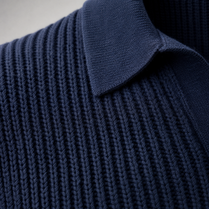 Navy Knitted Polo Shirt