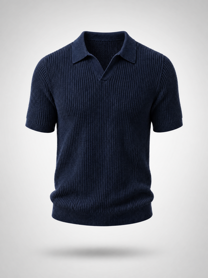 Navy Knitted Polo Shirt