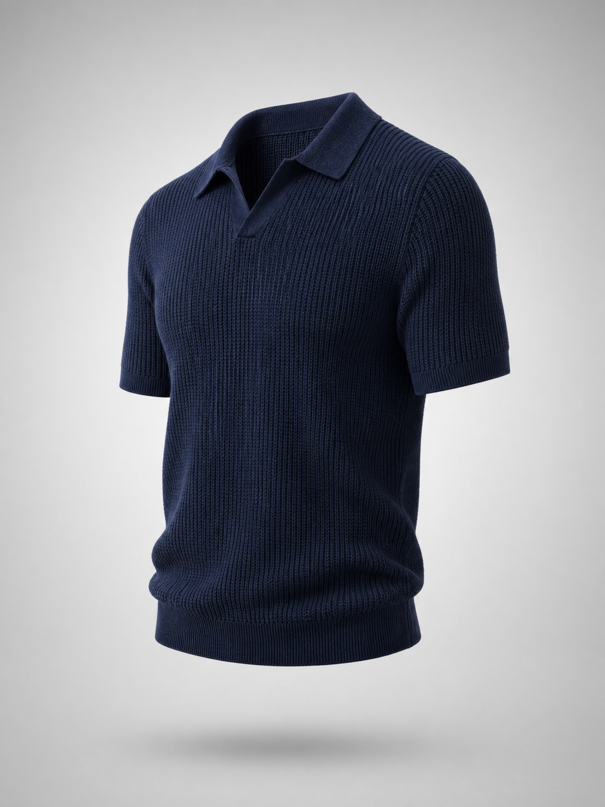 Navy Knitted Polo Shirt