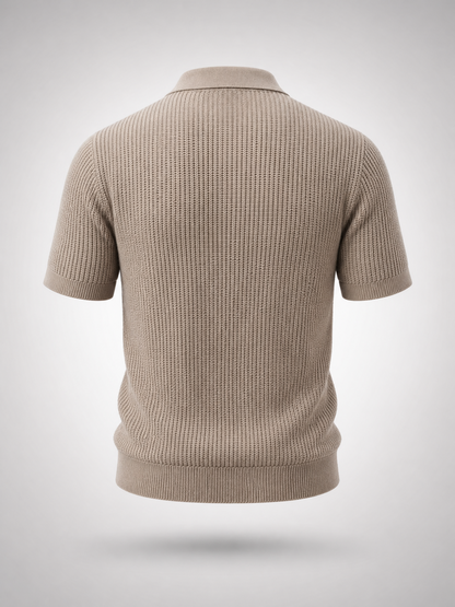 Taupe Knitted Polo Shirt