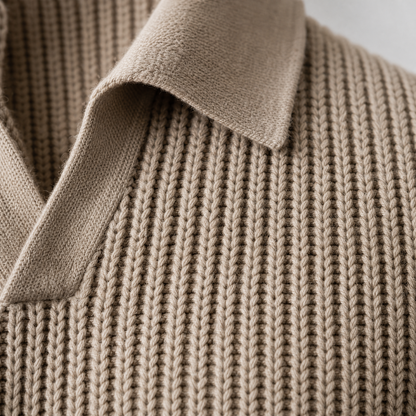 Taupe Knitted Polo Shirt