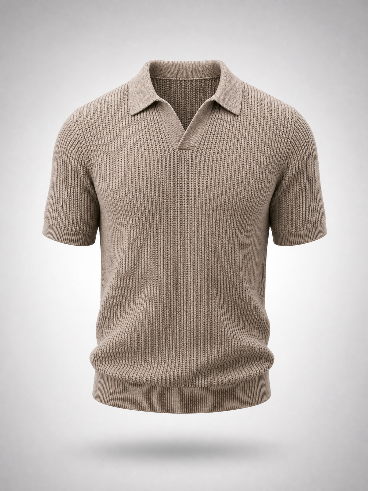 Taupe Knitted Polo Shirt