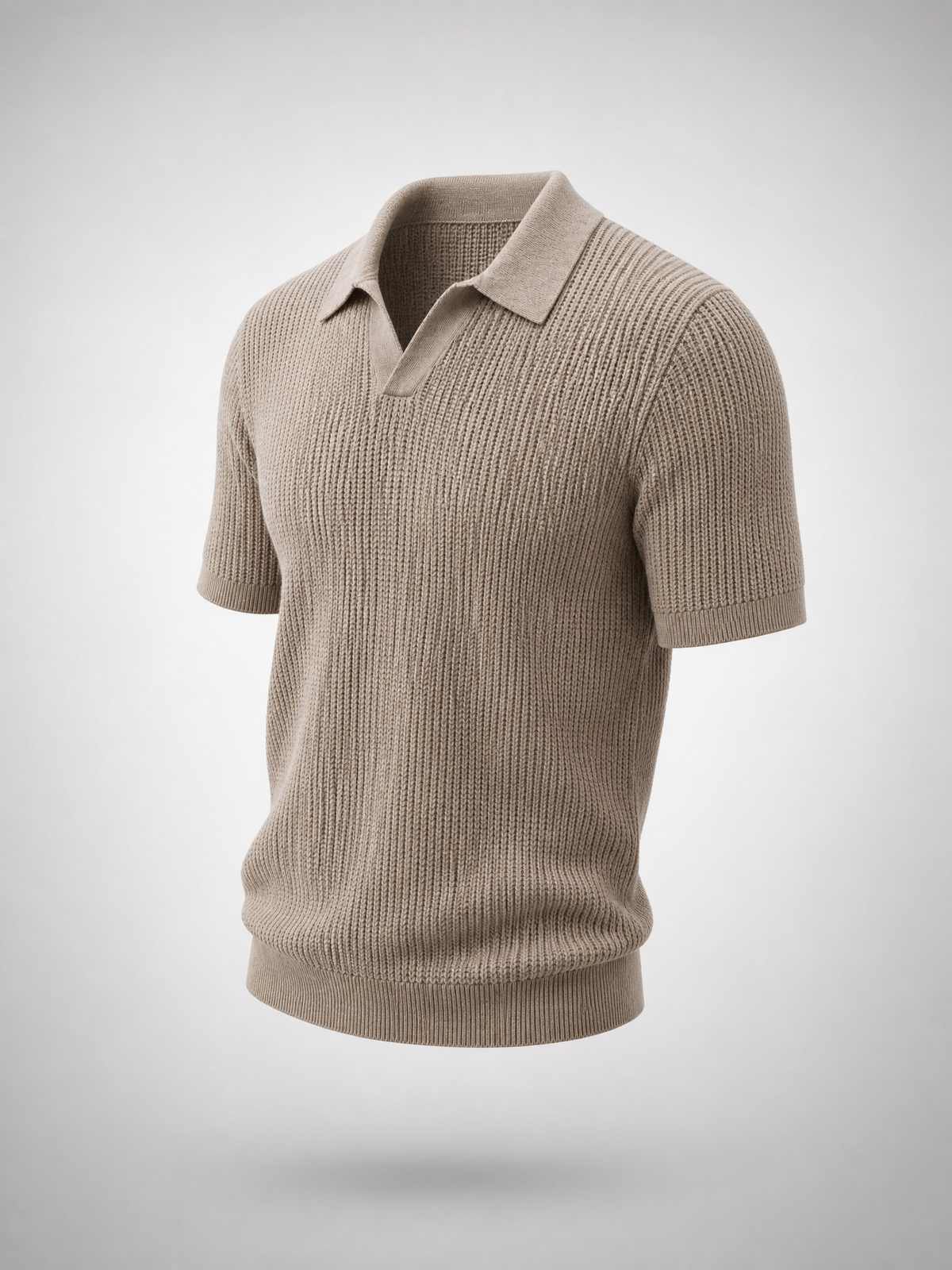 Taupe Knitted Polo Shirt
