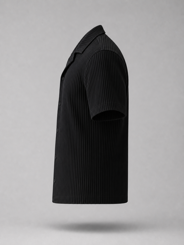 Pleated Shirt -Black-