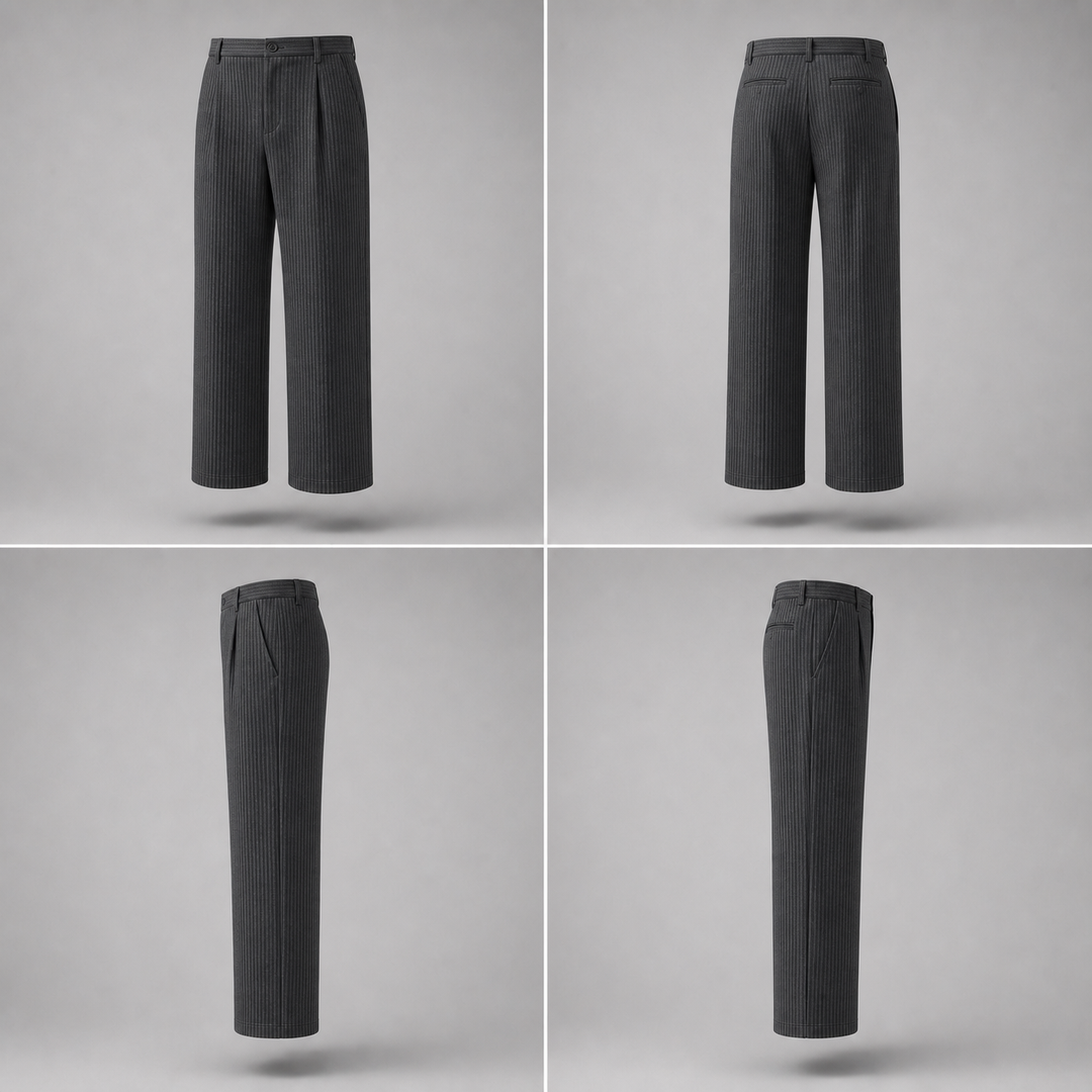 Pleated Trousers -Grey-