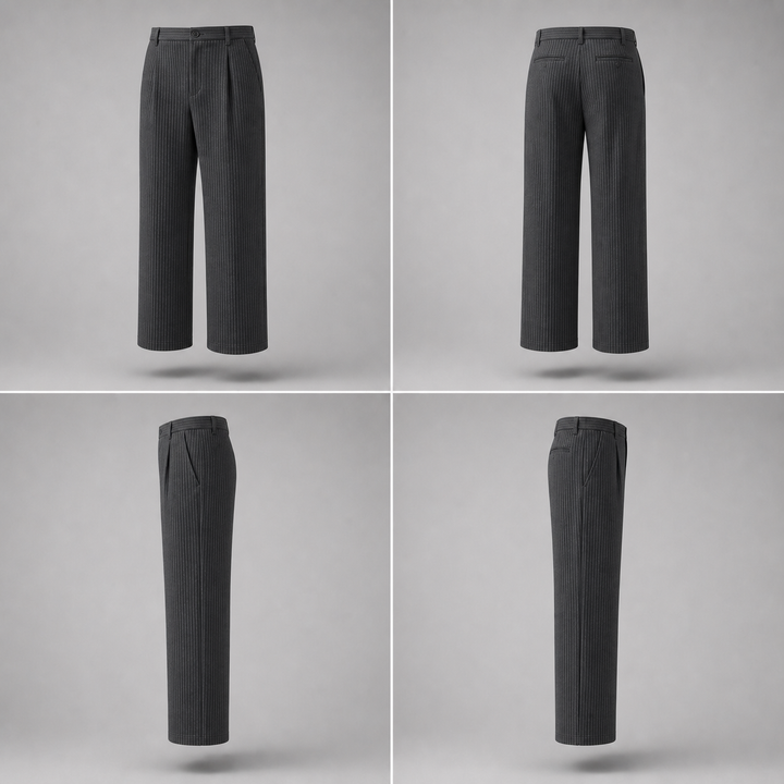 Pleated Trousers -Grey-