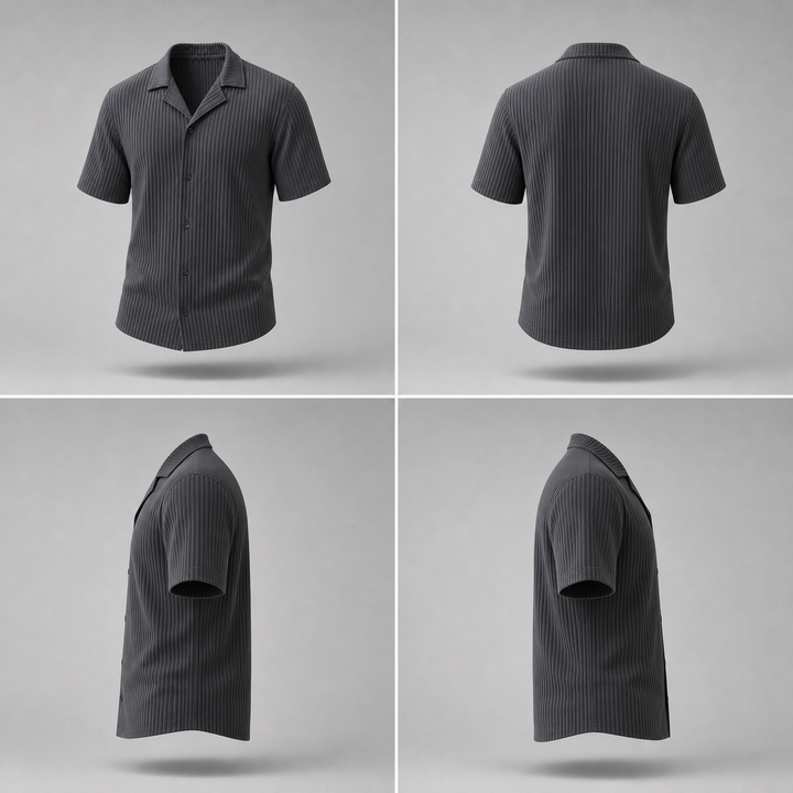 Pleated Shirt -Grey-