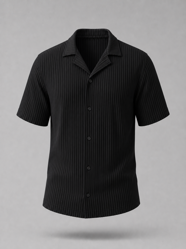 Pleated Shirt -Black-