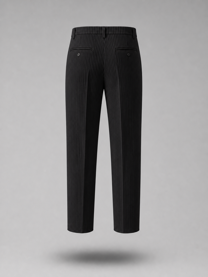 Pleated Trousers -Black-