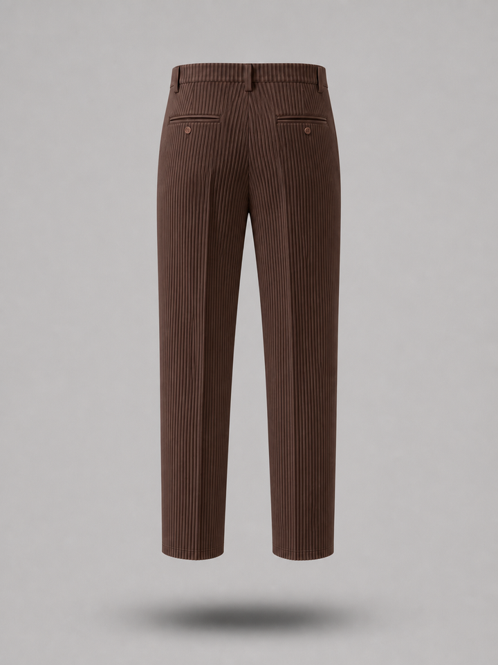Pleated Trousers -Brown-