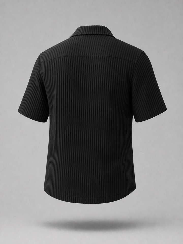 Pleated Shirt -Black-