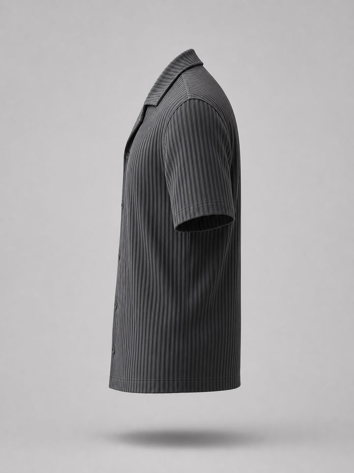 Pleated Shirt -Grey-