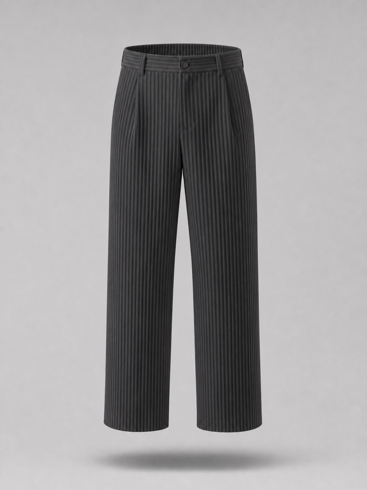 Pleated Trousers -Grey-