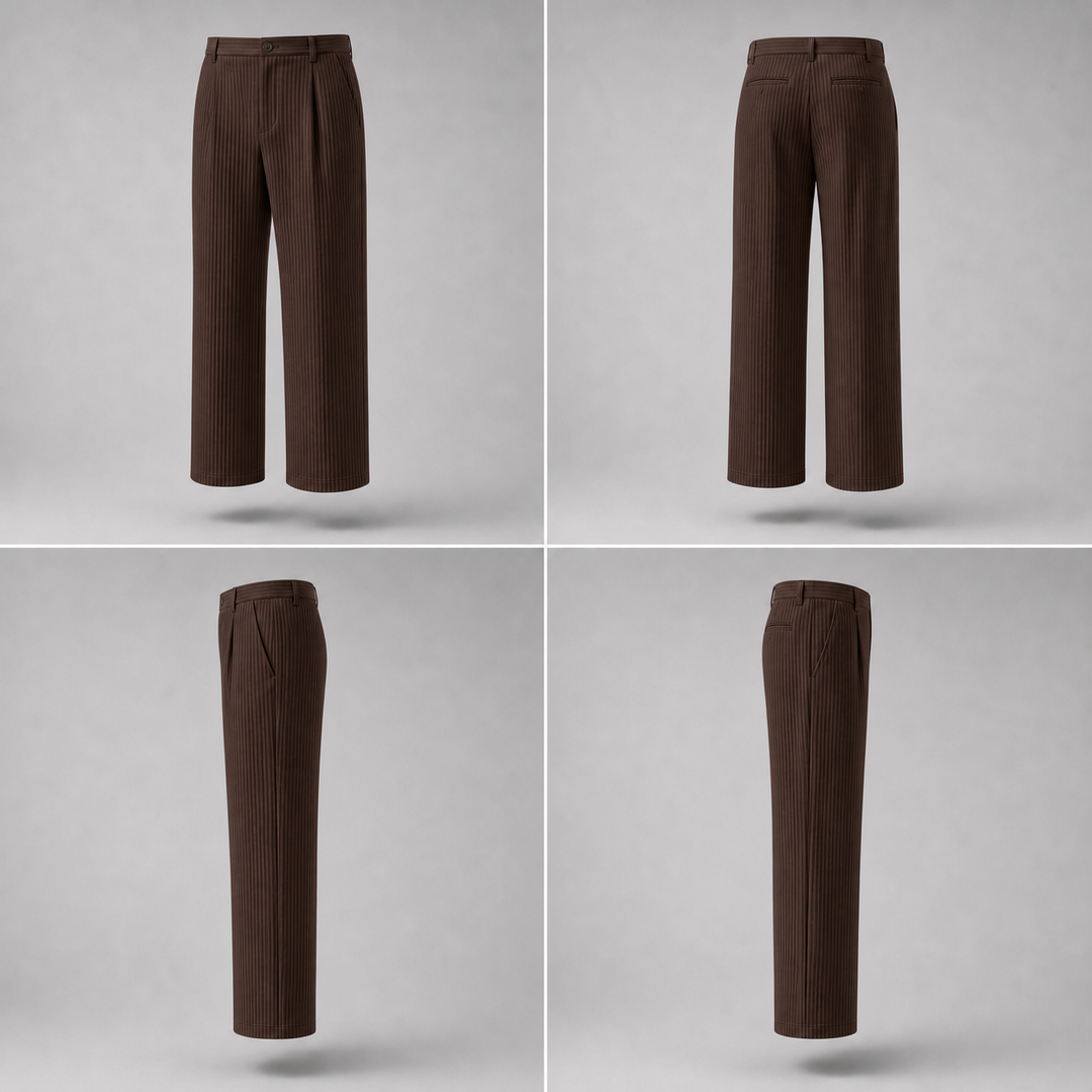 Pleated Trousers -Brown-