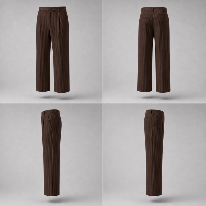Pleated Trousers -Brown-
