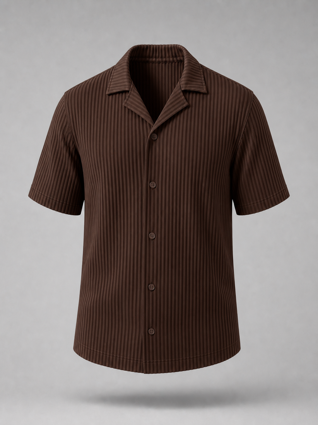 Pleated Shirt -Brown-