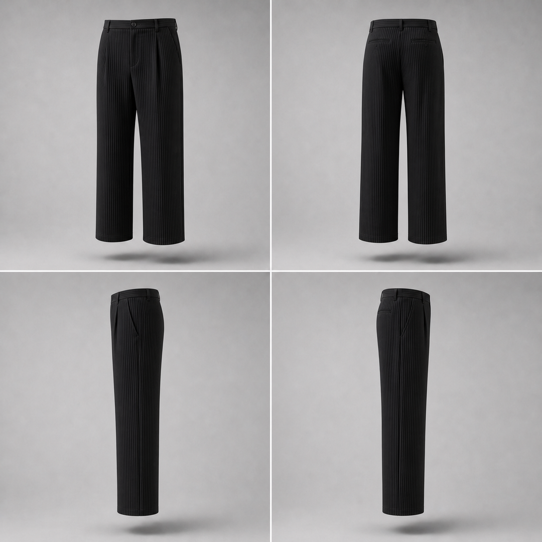 Pleated Trousers -Black-
